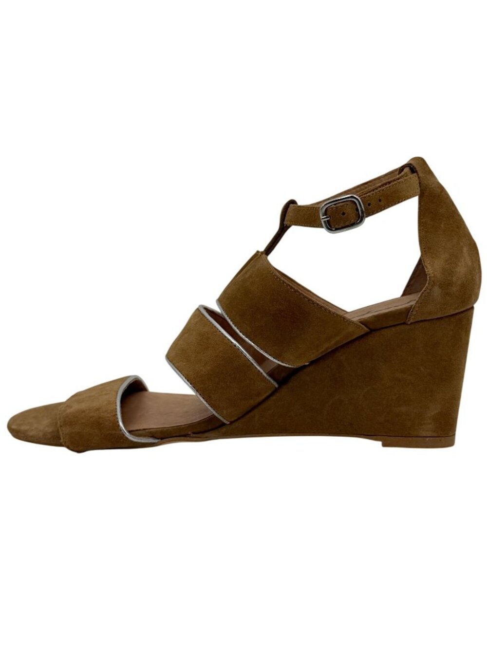 Free People Tan Suede Strappy Open-Toe Wedge Sandals 10 | Boho Grunge Festival - Picture 6 of 14